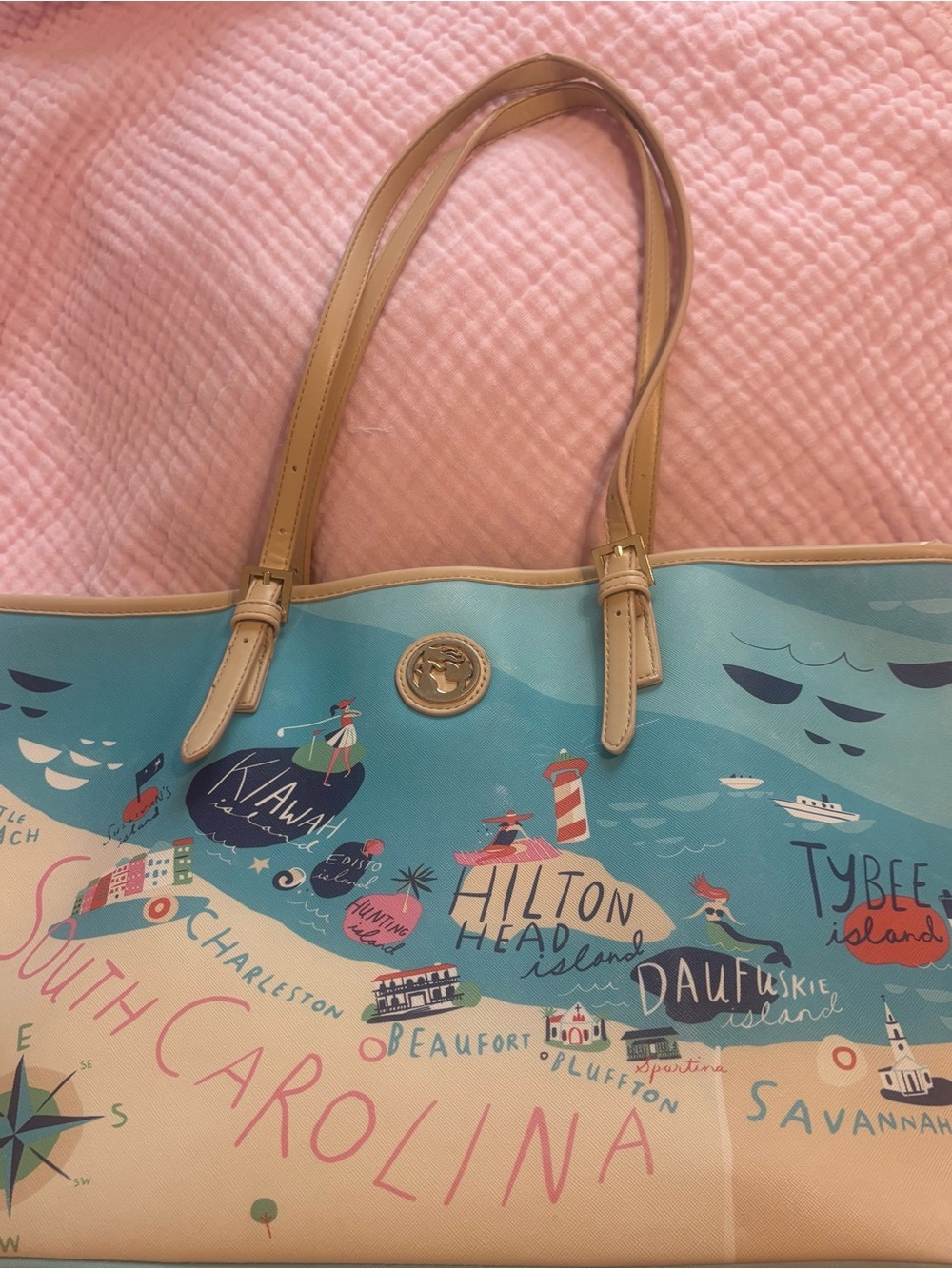 Spartina large South Carolina Georgia Florida Tote Bag with Tan Trim